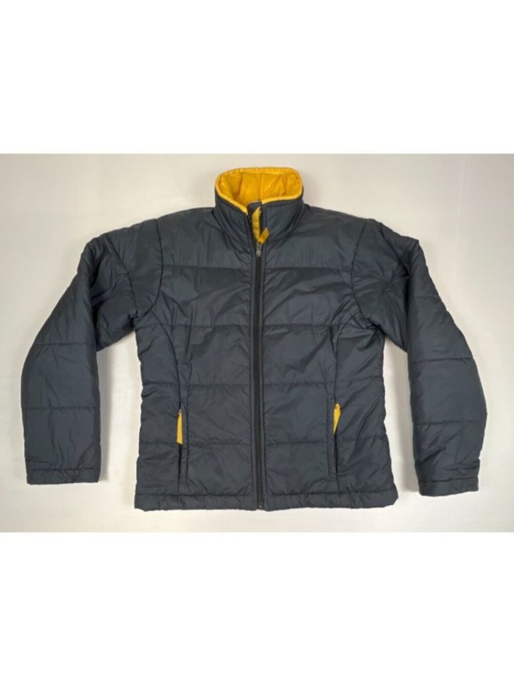 Patagonia Women's Puffer Jacket Small Grey Yellow Insulated